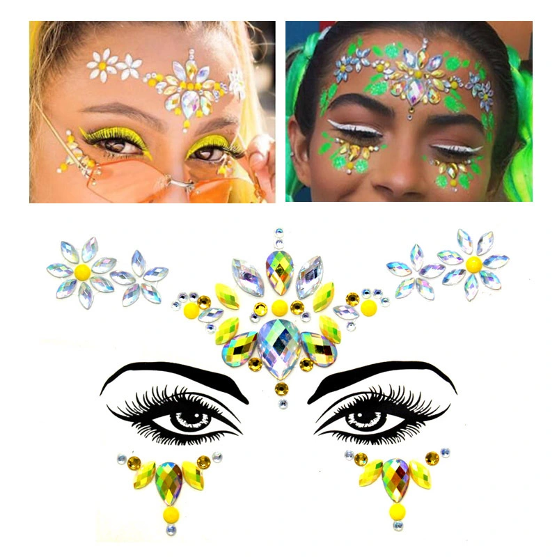 Environmentally Friendly Resin Drill Electric Syllable Rhinestone Face Sticker