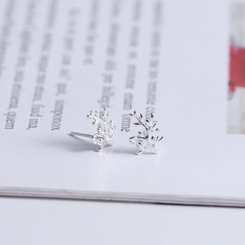 Women's Temperament Fashion Silver Tree Stud Earrings