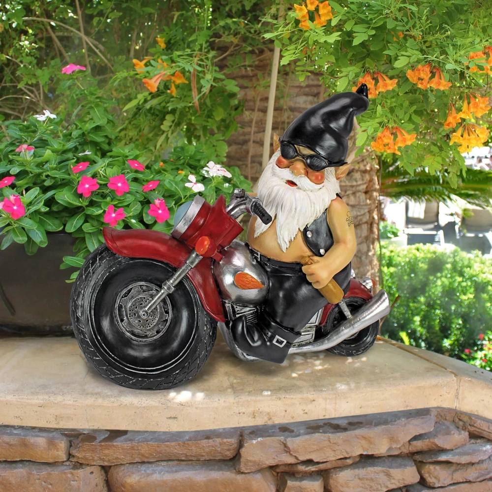 New Garden Riding Motorcycle Gnomish Resin Ornament