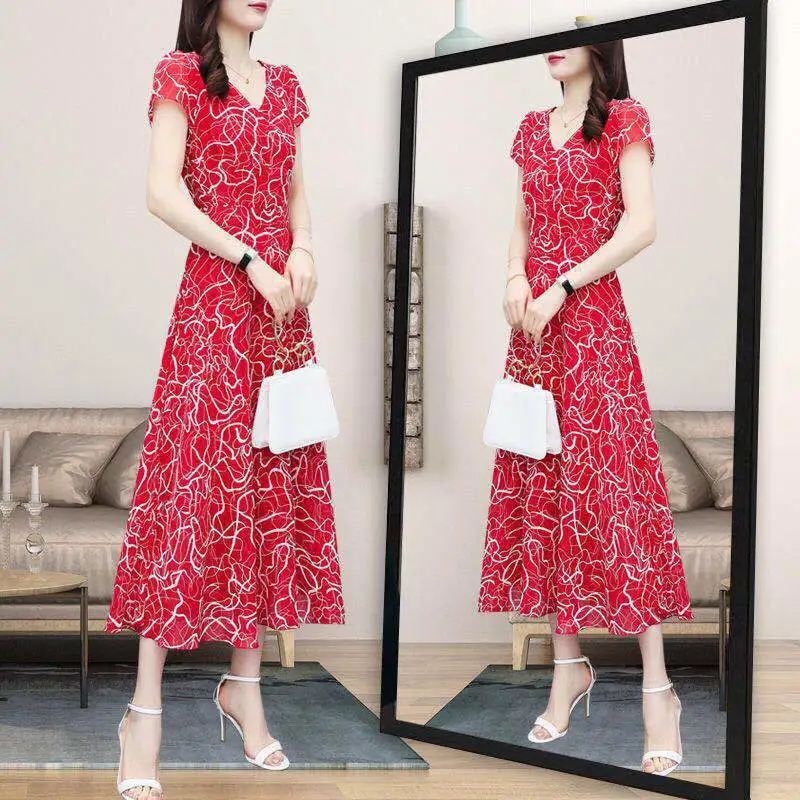 Middle-aged And Elderly Women's Large Size Floral Dress