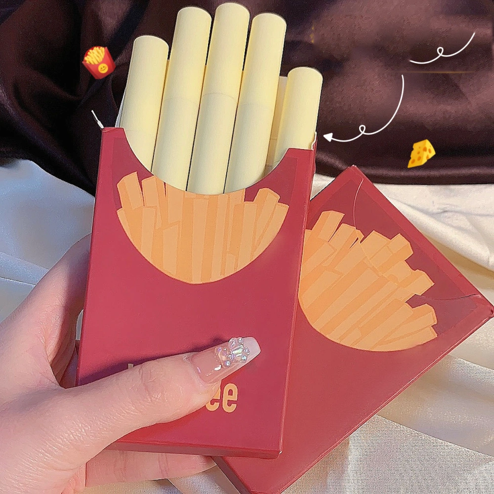 Five PCs French Fries Velvet Lip Lacquer Sets Of Boxes Matte Finish Student Lipstick Nonstick Cup Does Not Fade And White