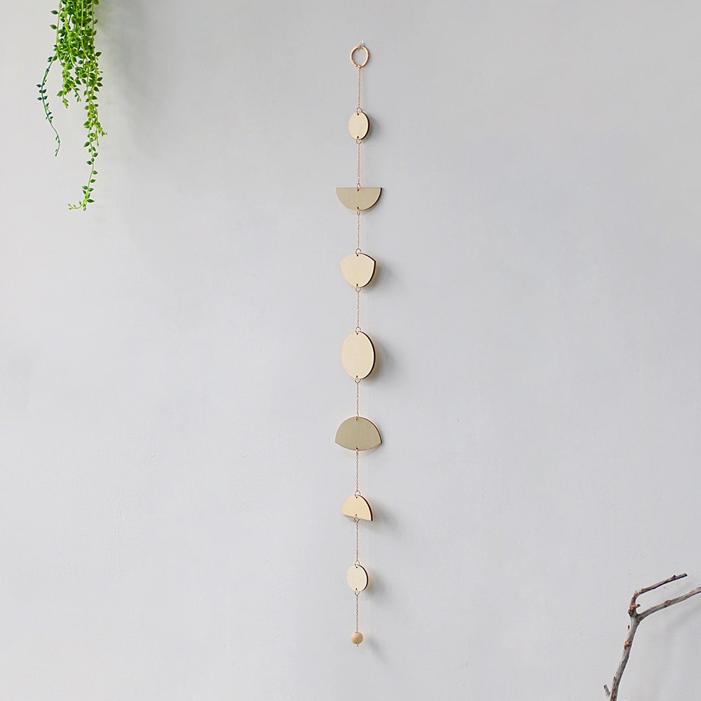 Star And Moon Wood Chip Pendant Bohemian Wall Decoration