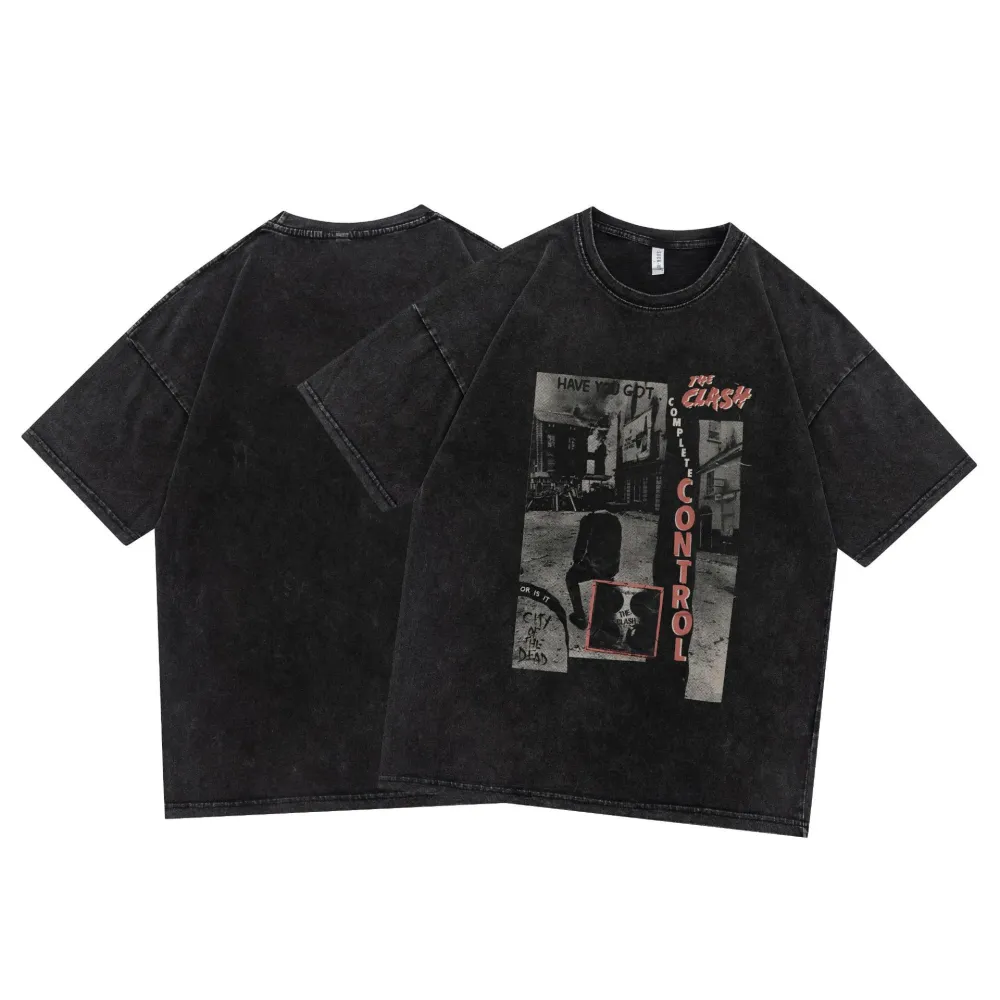 Men's And Women's Retro Washed Cotton Short-sleeved T-shirt