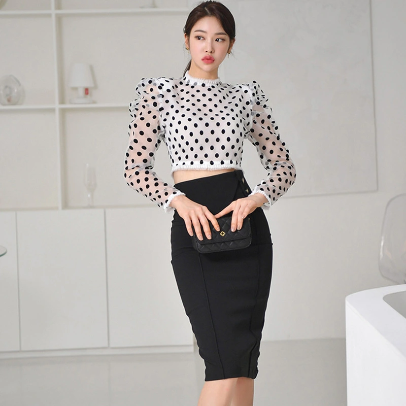 Women's New Slim Polka Dot Top Dress Suit
