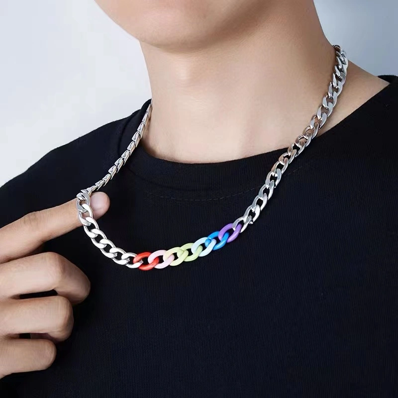 Men's Rainbow High-quality Titanium Steel Necklace