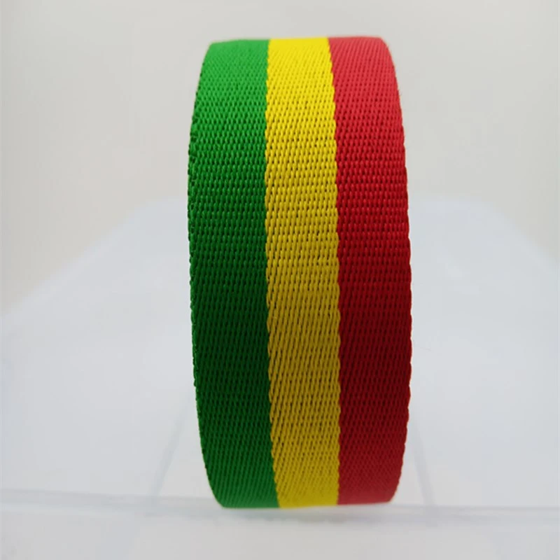 Three-color Red Yellow And Green Polyester Webbing