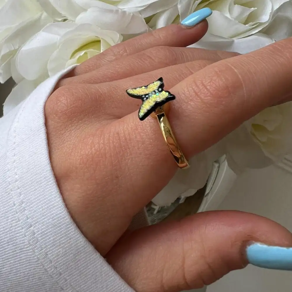 Rotating Butterfly Ring Adjustable Opening Unzip