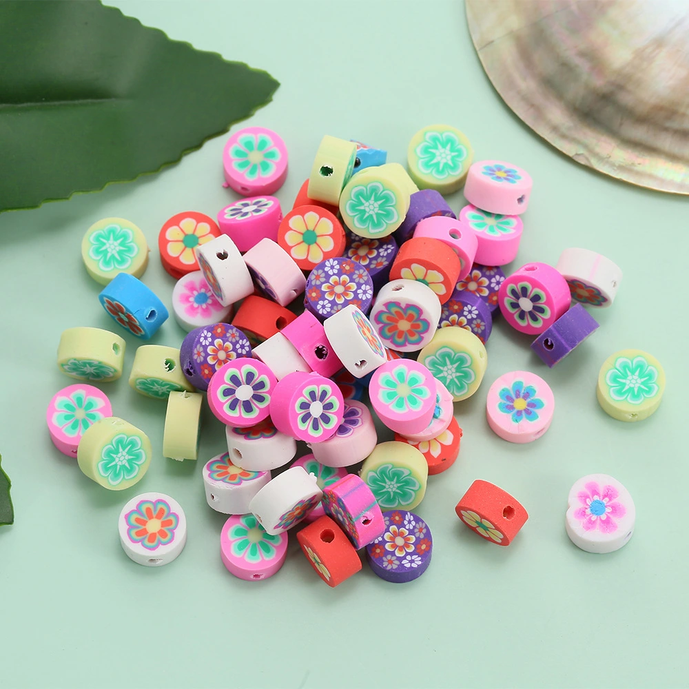 Colorful Round Small Flower Soft Pottery Beaded Handmade Diy Accessories