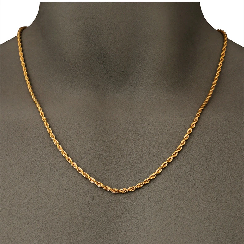 Fashion Trend Rap Hanging Chain Gold Twist Necklace