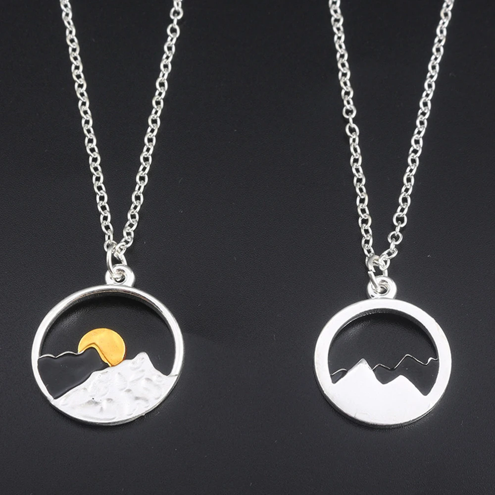 Valentine's Day Gift Sunrise Sunset Mountains Necklace Pendant