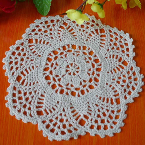 Crocheted Cotton Lace  Weave Round Coaster