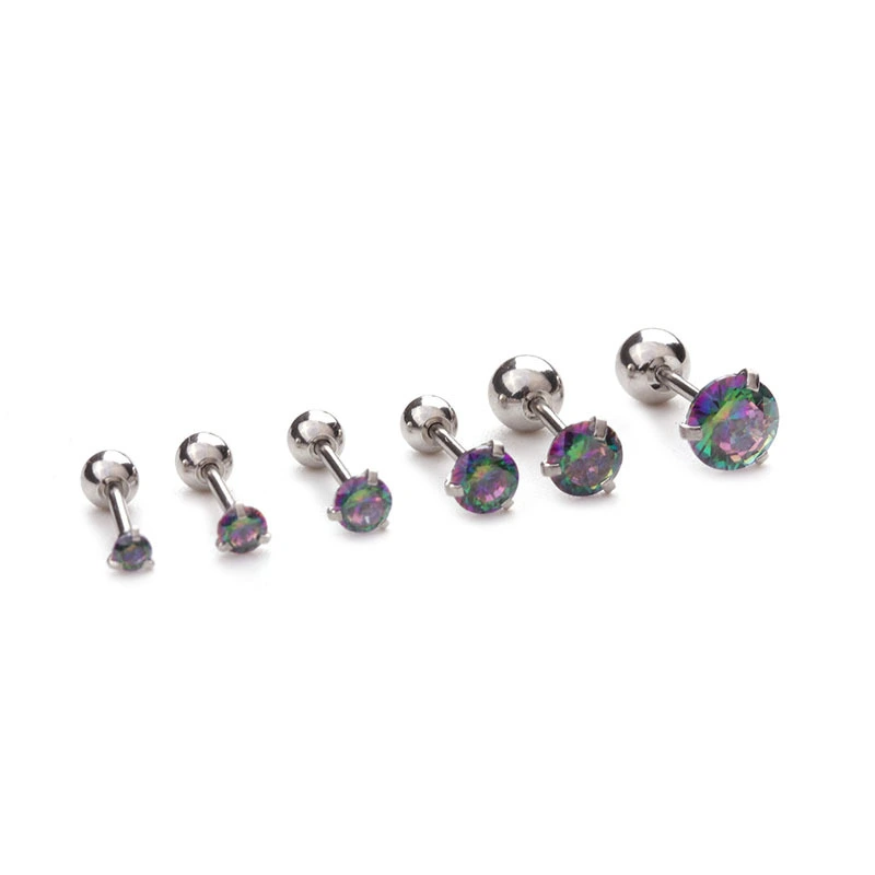 Zircon Ear Studs Stainless Steel Screw Ears