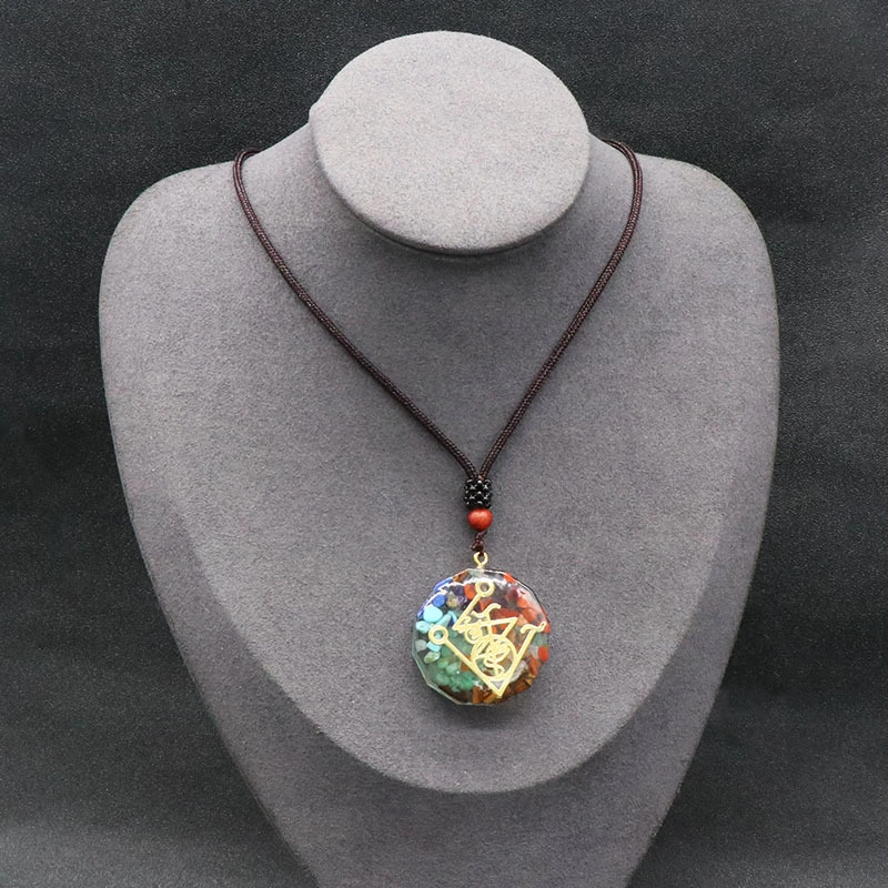 Colorful Resin Wrapped Crystal Gravel Necklace