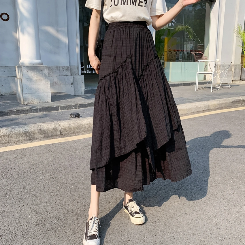 All Match Thin Elastic Waist Summer A Line Fishtail Cake Skirt