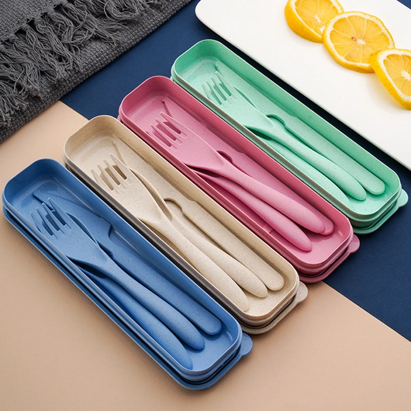 Wheat Creative Portable Cutlery Box Knife Fork Spoon Set