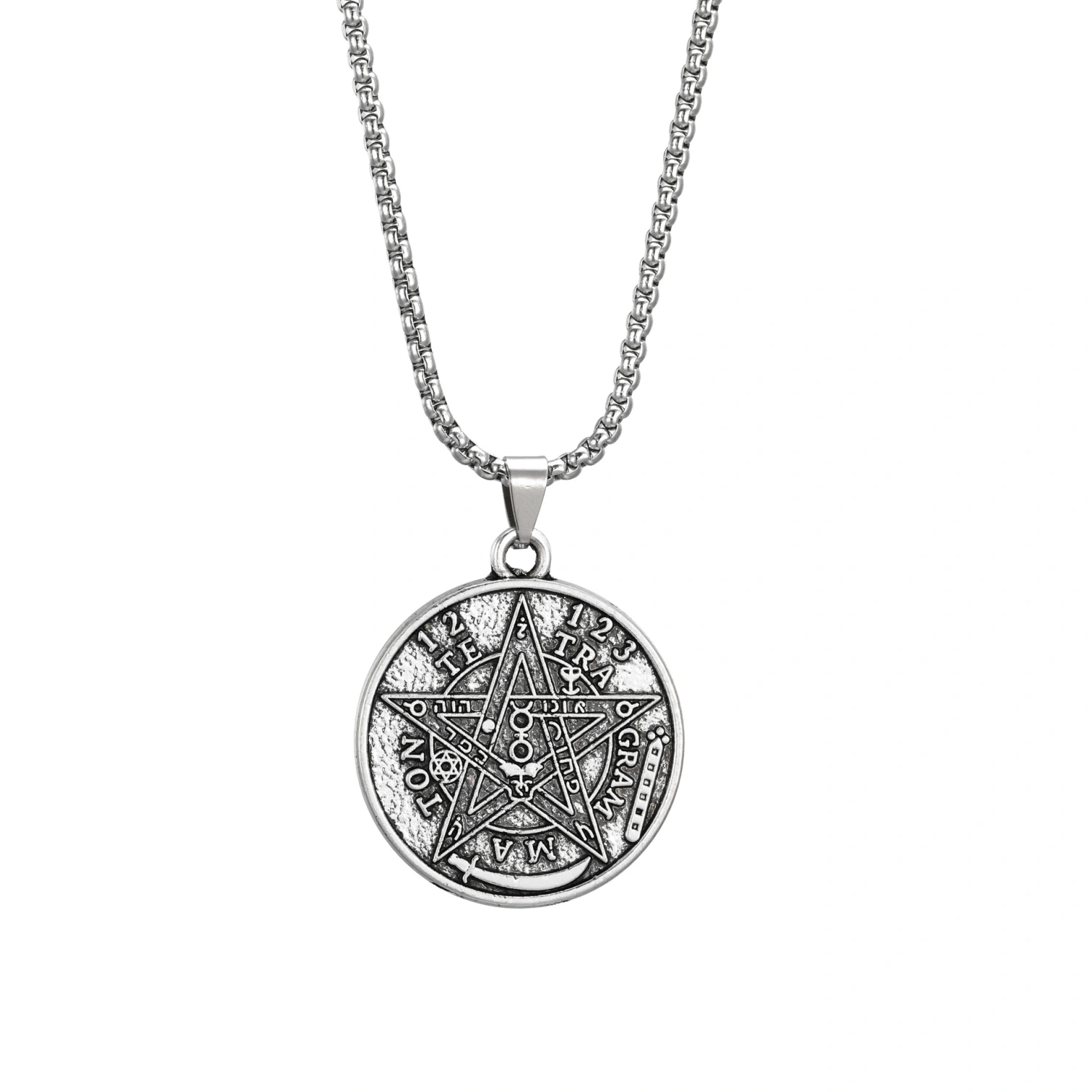 Double Sided Antique Silver Wax Thread Necklace