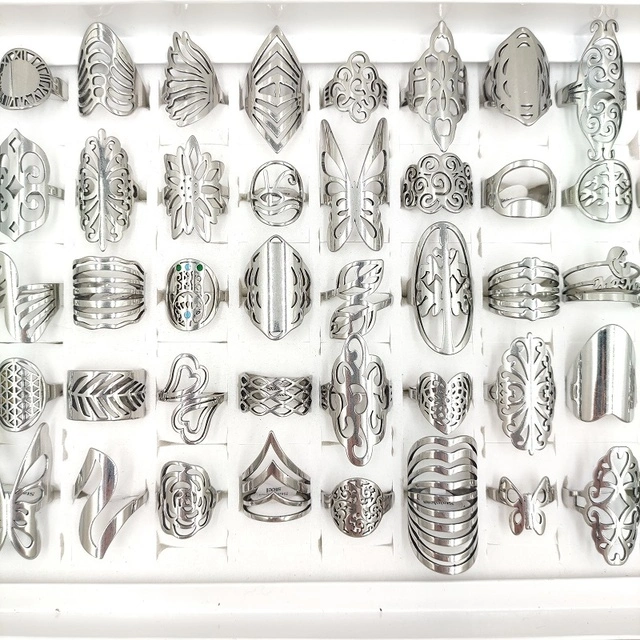 20 Pcs Lot Fashion Stainless Steel Hollow Rings For Women Mi
