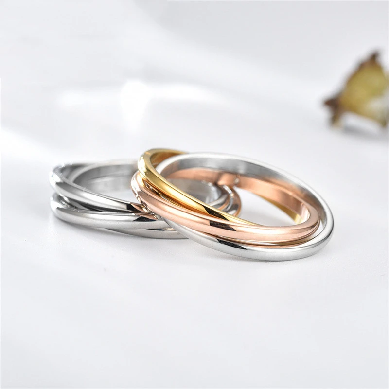 Stainless Steel Ring Sansheng Sanshi Titanium Steel Ring Couple's Ring Creative Geometry Hand Jewelry Wholesale