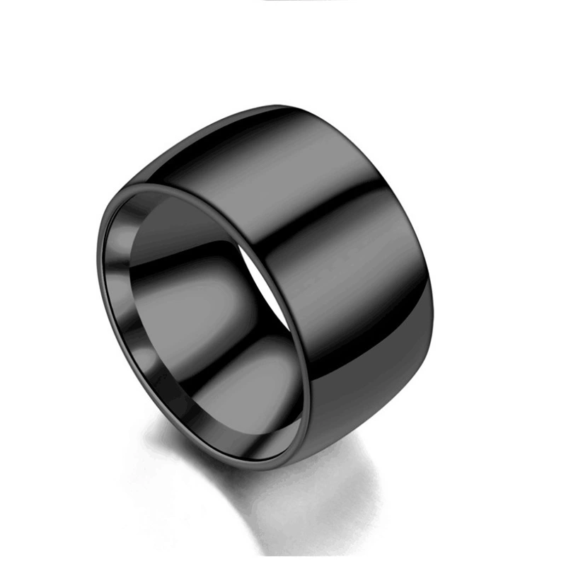 New European And American 12mm Stainless Steel Plain Ring