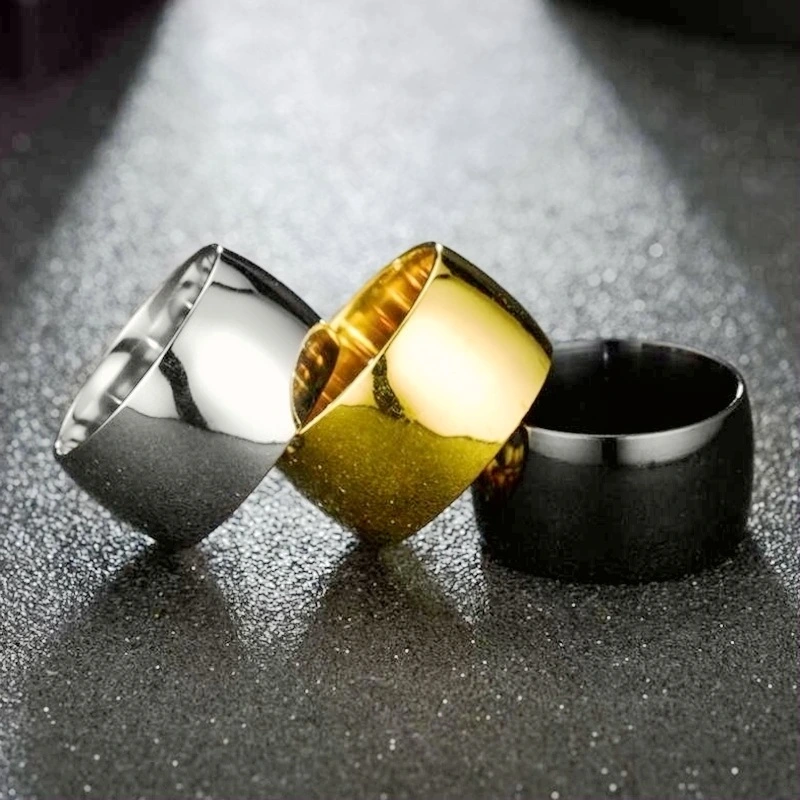 New European And American 12mm Stainless Steel Plain Ring