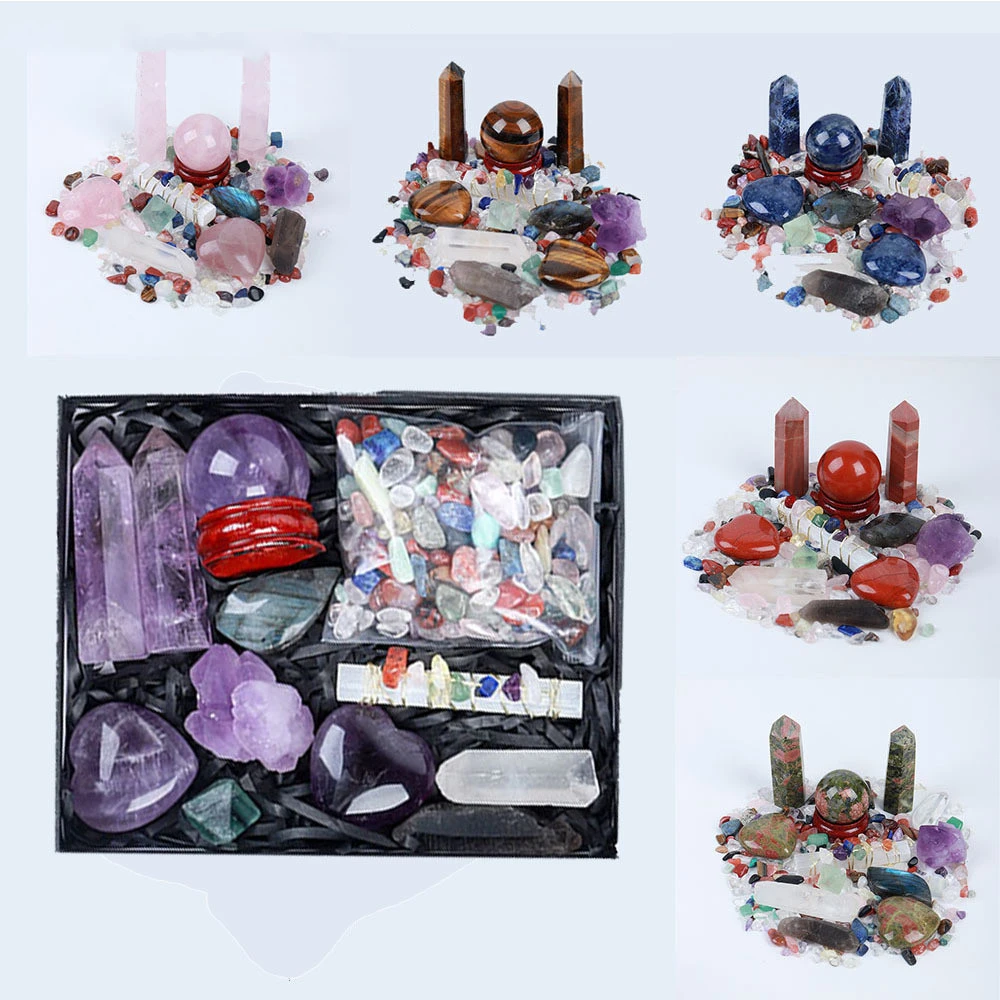 Donghai Natural Crystal Gem Hexagonal Prism Energy Ball Gift Box