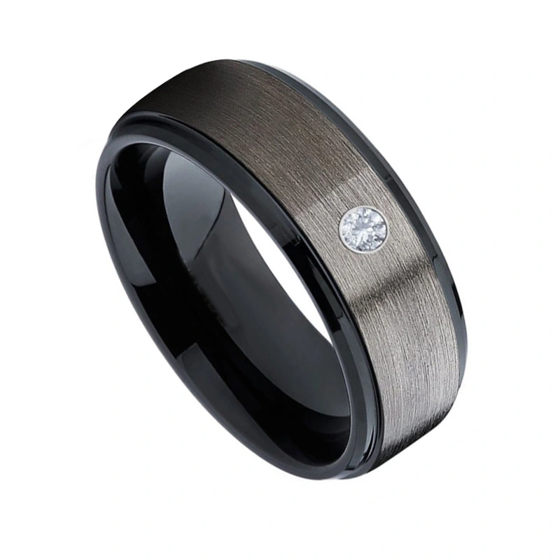 Black And Silver Stainless Steel Ring Men's Accessories