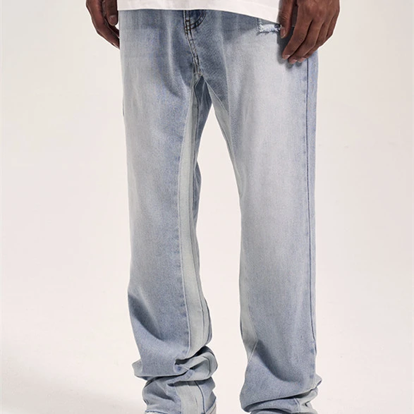 Splicing Contrast Color Retro Men's Trendy Micro Flared Pants