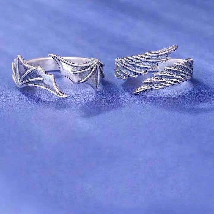 Fashion Angel And Devil S925 Sterling Silver Couple Ring