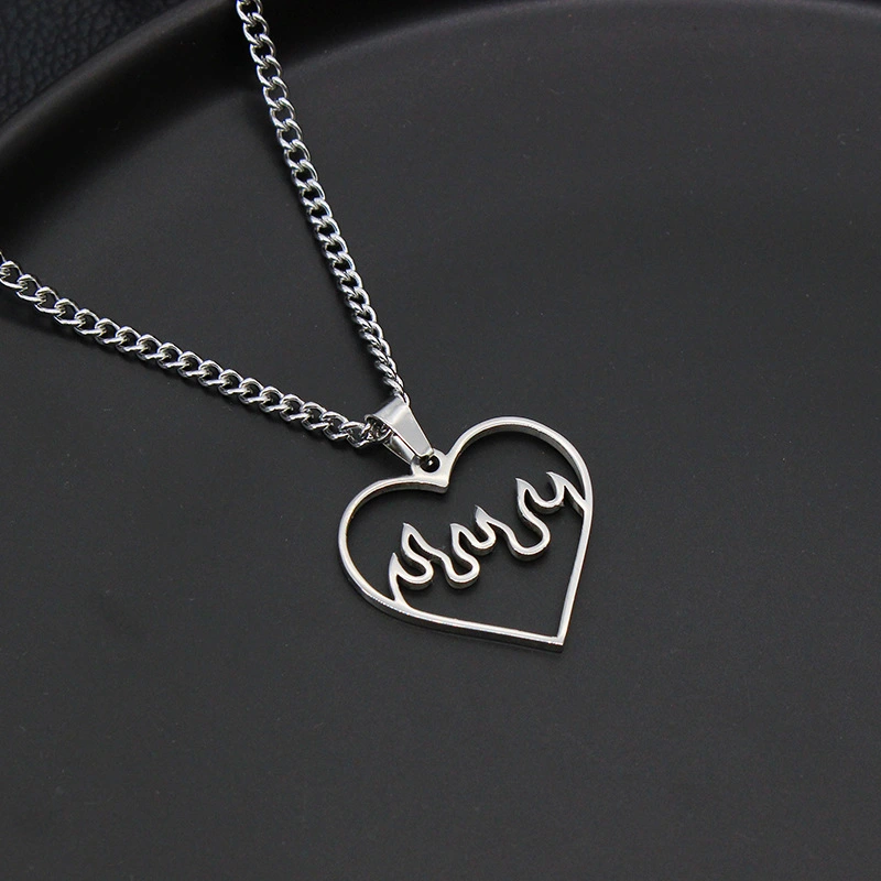 Love Flame Couple Necklace Jewelry Stainless Steel