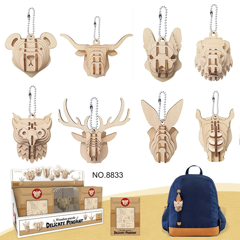 3D Wooden Puzzle Creative Small Animal Decoration Pendant