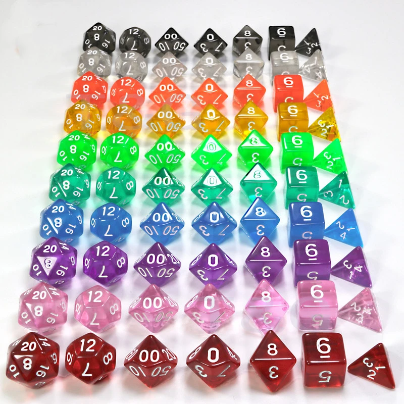 Transparent Multi-color City Dice Transparent 7-piece Set Of Running