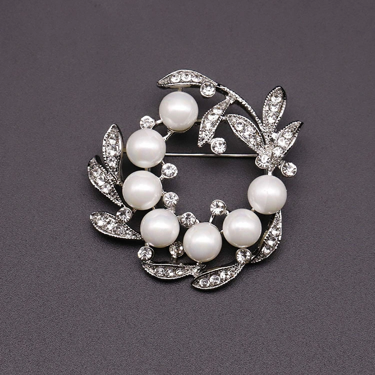 Korean Style Creative Style High-end Rhinestone-encrusted Brooch Alloy Women's Fashion Pin Buckle Corsage Sweater Pearl Decorations