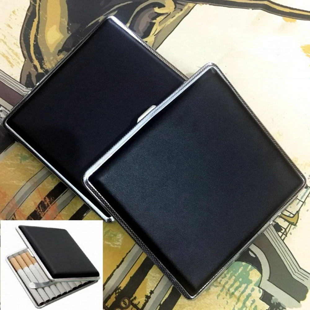 Fashion 20 Pack Alloy Clip Leather Cigarette Case