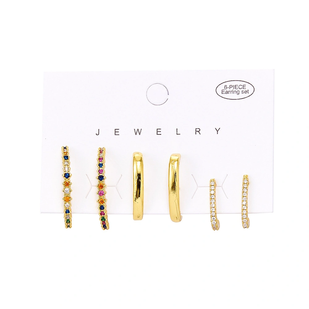 Fashion Color Brick Glossy Brick Stud Earrings Set Of 6