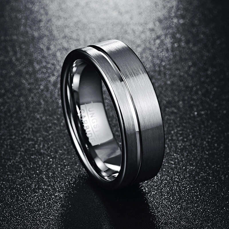 Men's Fashion Silver Stainless Steel Concave Ring