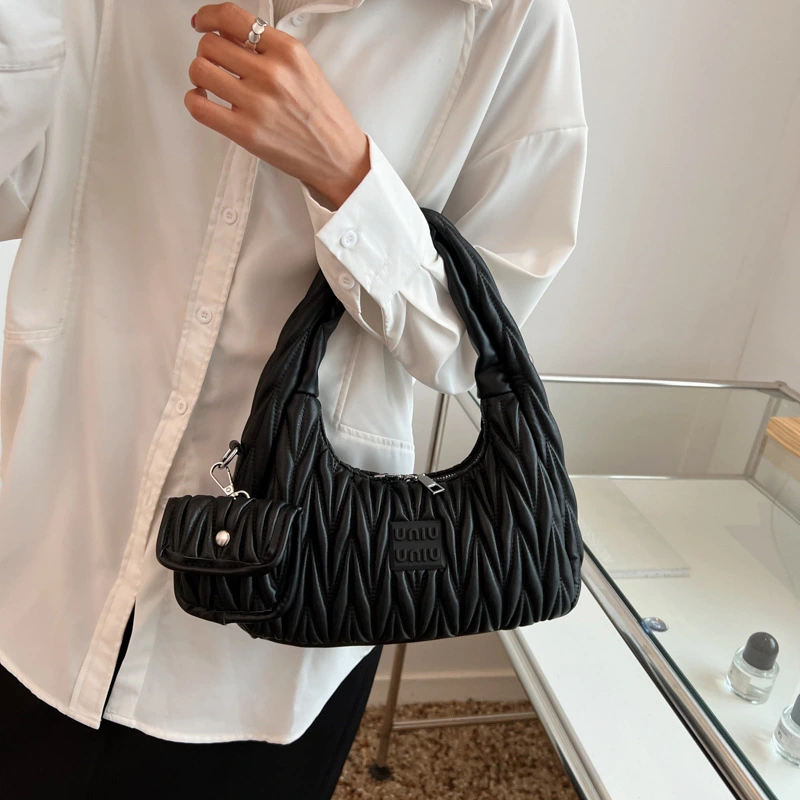 Women's Fashion One Shoulder Underarm Hand Pleated Bag