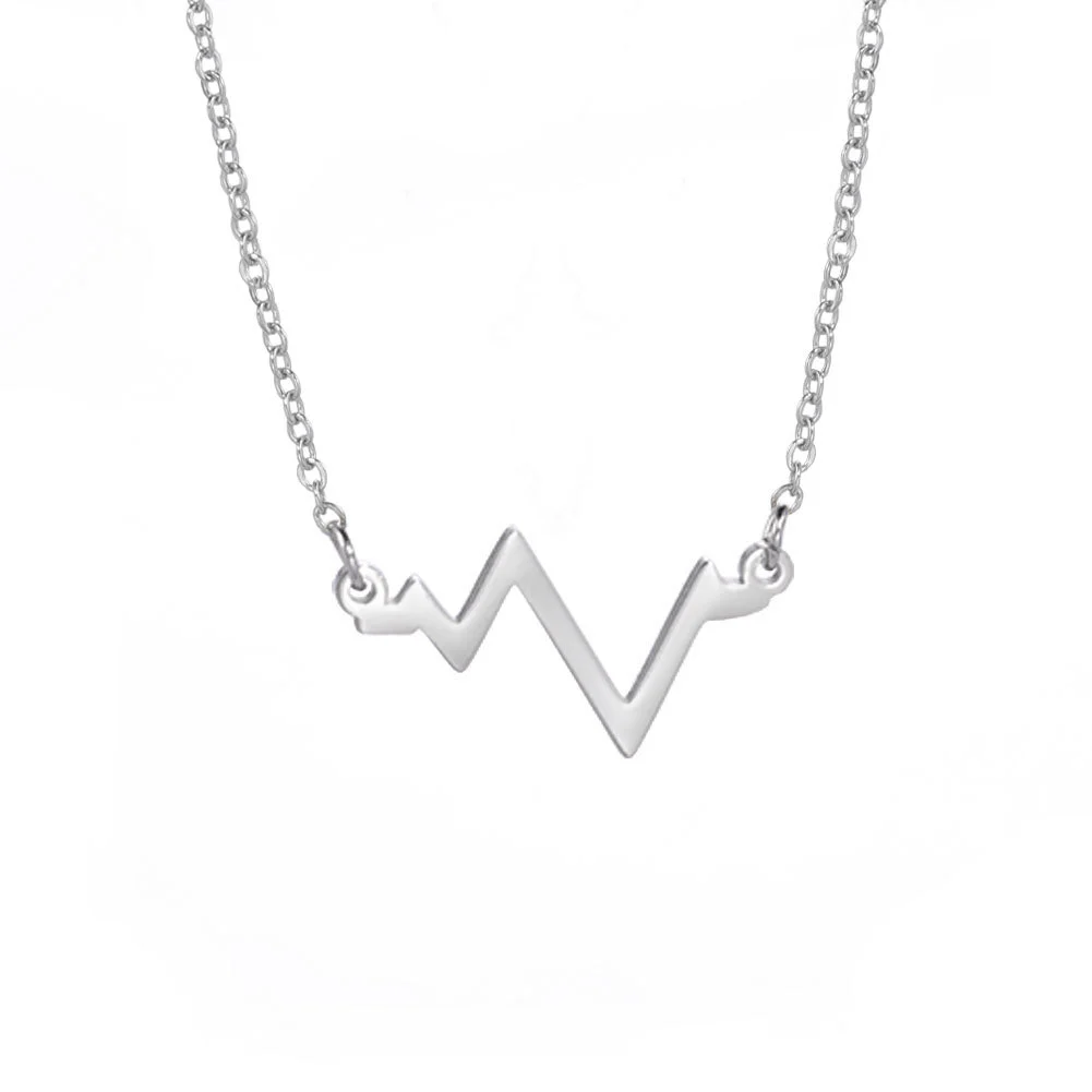 Women's Simple Versatile Stainless Steel ECG Pendant Necklace