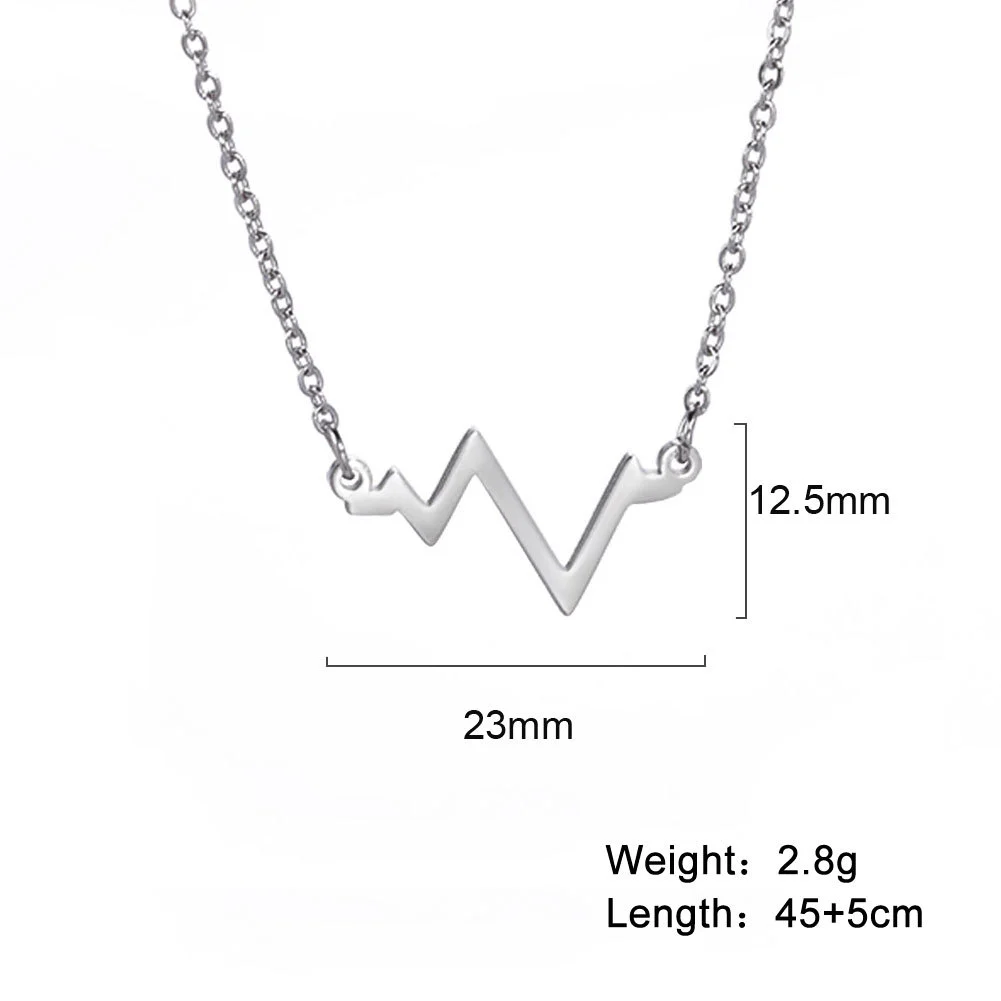 Women's Simple Versatile Stainless Steel ECG Pendant Necklace