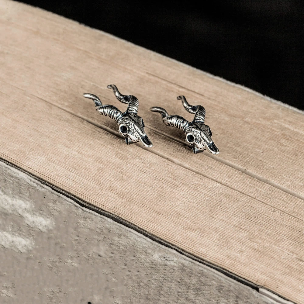 Sterling Silver Punk Vintage Sheep Head Stud Earrings