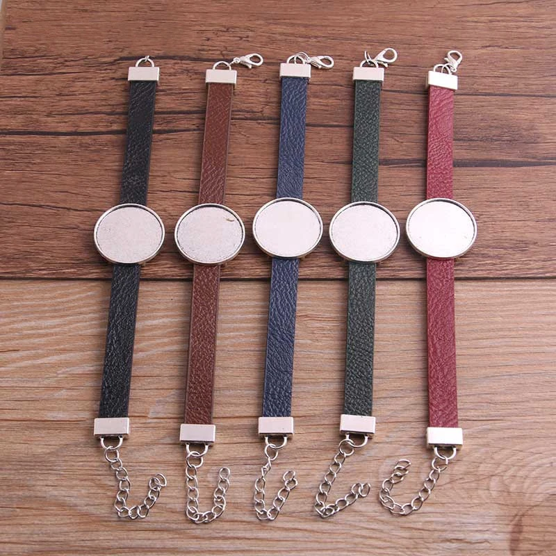 Simple Fashion Bracelet PU Leather Alloy Bottom Buckle 25mm