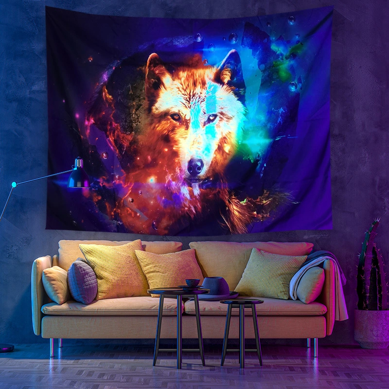 Fluorescent UV Light Seven Stars Bohemian Landscape Moon Phase Wall Hanging