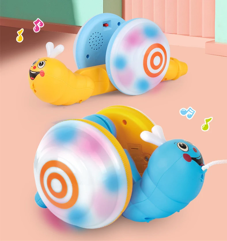 Children's Rope Dragging Snail Toy  Light And Music Pulling The Baby Toddler