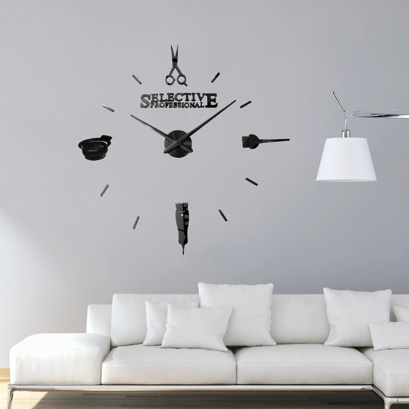 Quartz Acrylic Wall Clock Mirror Haircut