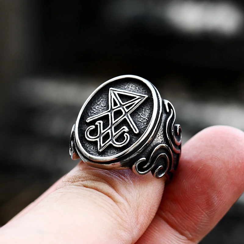 Stainless Steel Lucifer Satan Men's Ring