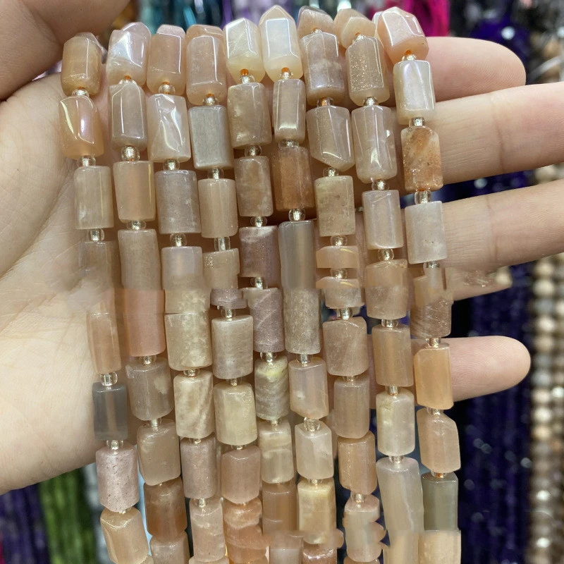 Sunstone Prismatic Loose Beads DIY Jewelry Accessories