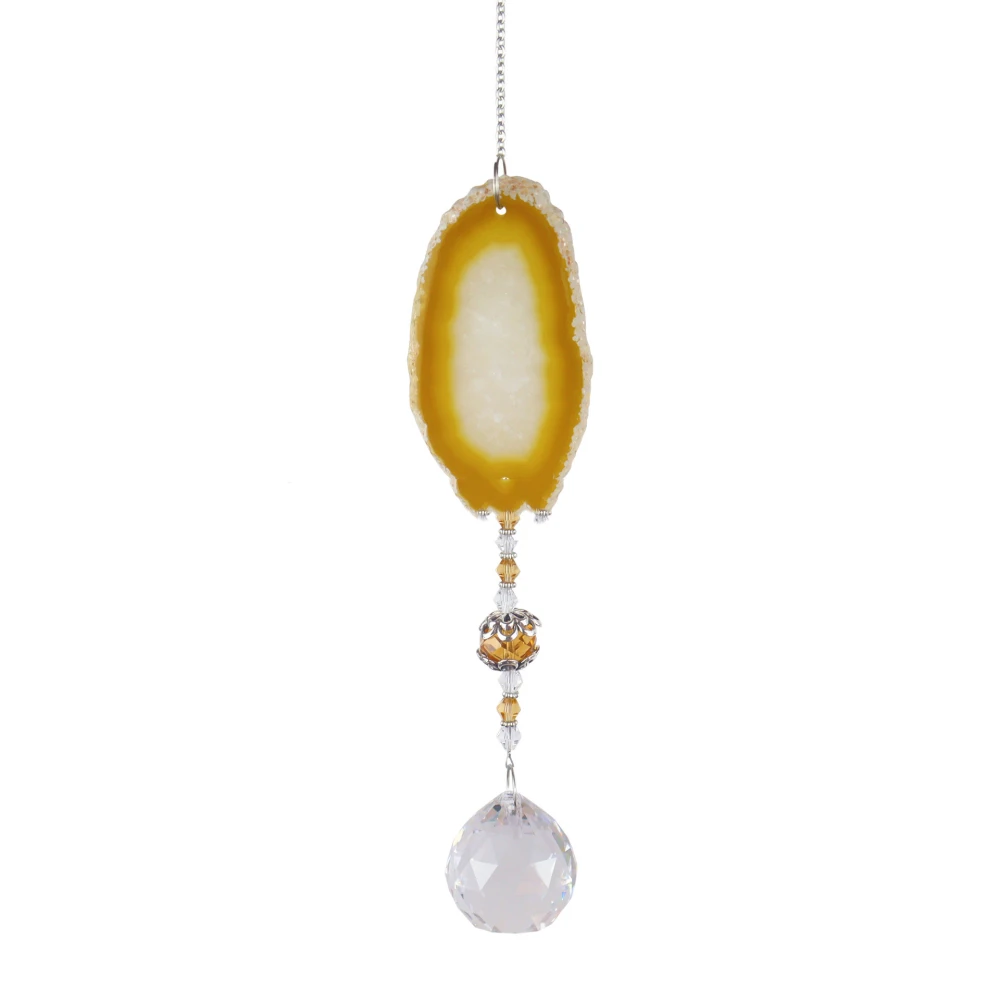 Crystal Lighting Ball Natural Agate Pendant Garden Wind Chime