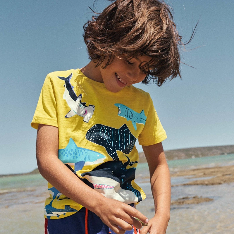Children's Luminous Shark Pattern Short Sleeve T-Shirt