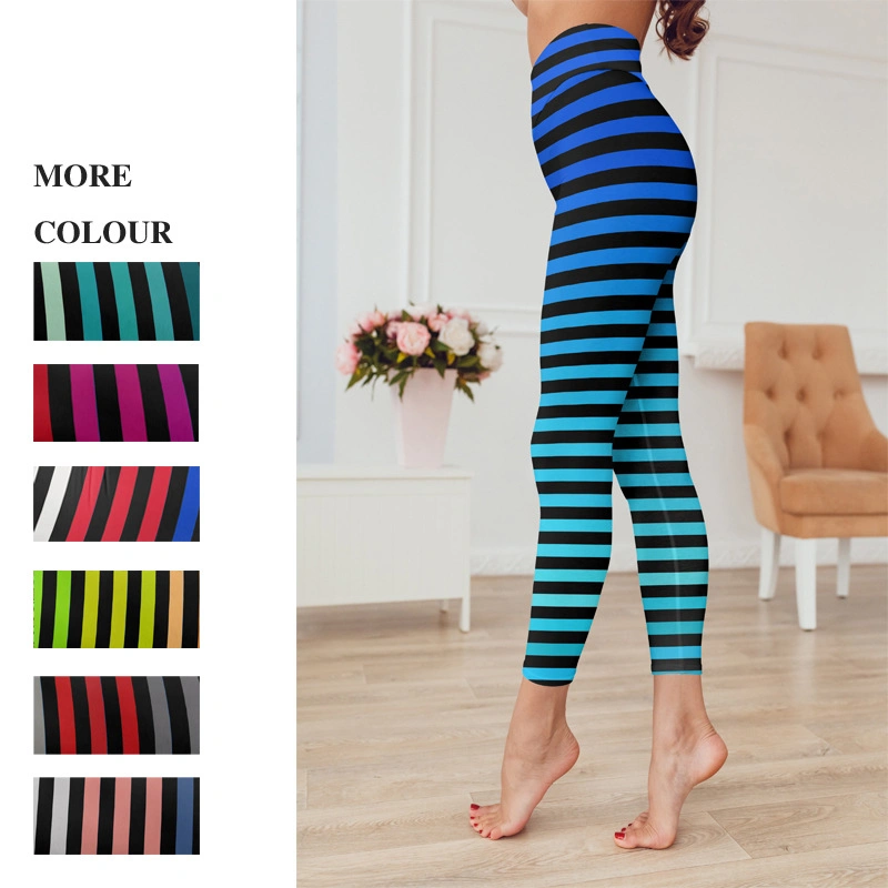 Women's Yoga Pants Striped Contrast Color Leggings