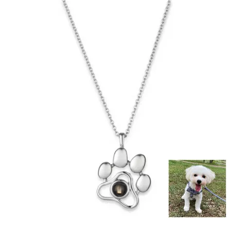 Cute Animal Dog Paw Personalized Custom Projection Necklace