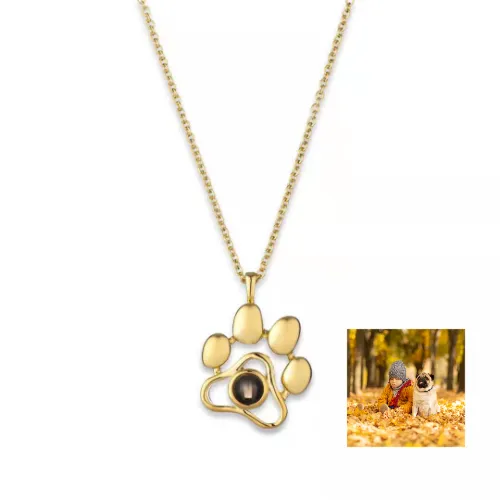 Cute Animal Dog Paw Personalized Custom Projection Necklace